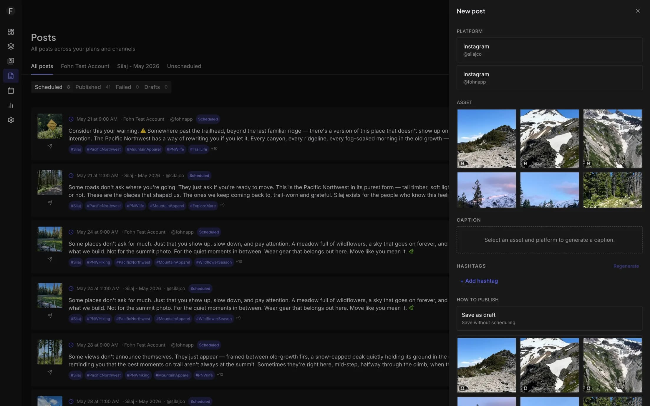 Every post, every platform, all in one list.